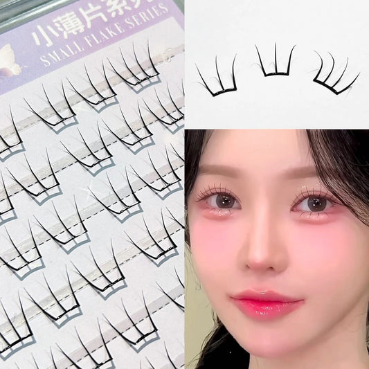 Korean Style False Eyelashes 8-13mm Self Sticking Eyelashes Clusters Glue Free Wispy Lashes for Women Party Daily Wear