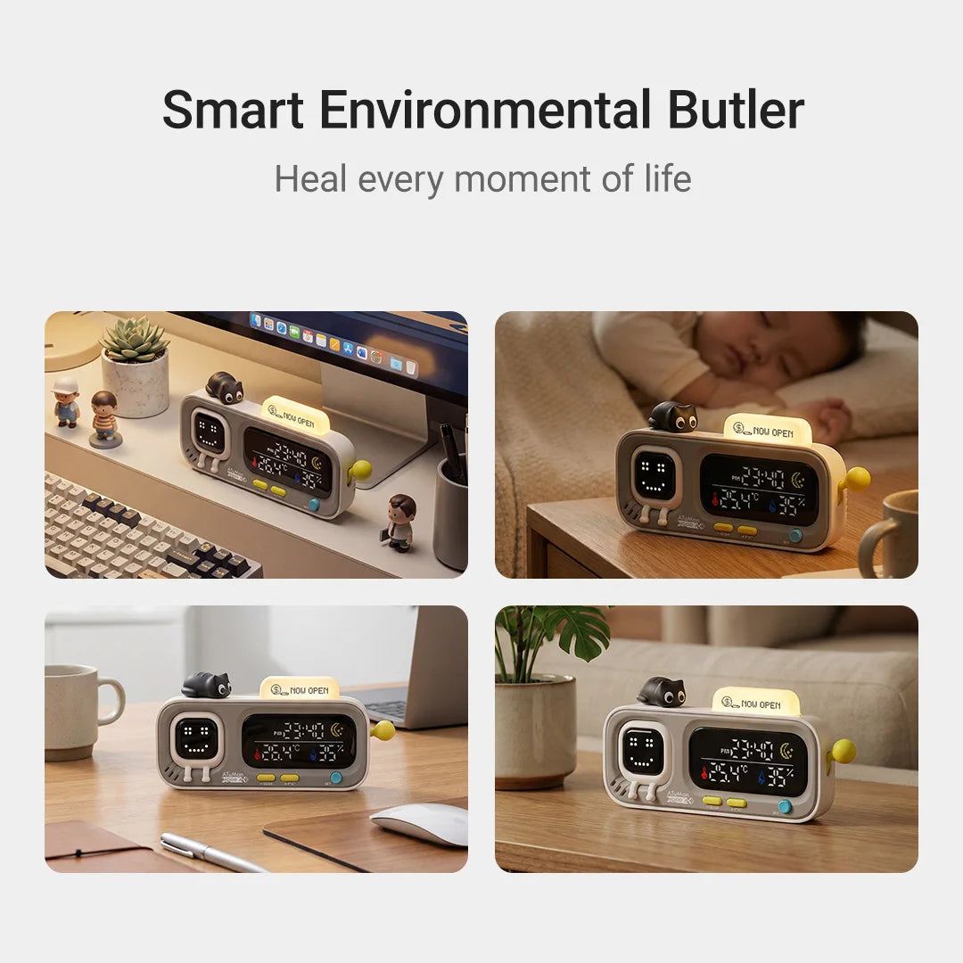 DUKA MOODA Smart Desktop Temperature and Humidity Clock Electric Digital Home Temperature and Humidity Meter Smart Fun Reminder