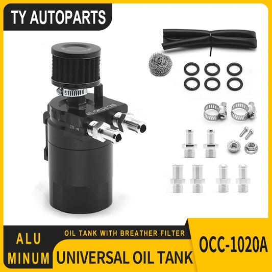 Universal Baffled Aluminum Oil Catch Can Reservoir Tank Oil Tank With Breather Filter OCC-1020A
