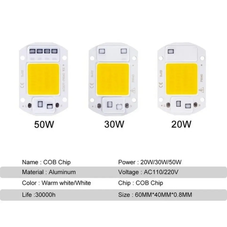 F6040 20W/30W/50W AC 220V COB Module LED Chip Diodes Lamp Bulb for Outdoor Focus Spotlight Garden Integrated Light Beads