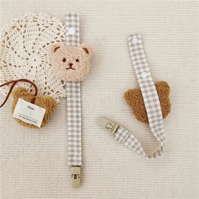 Cute Bear Baby Pacifier Clip Chain Dummy Holder Soother Pacifier Clips Strap Nipple Holder Infant Feeding Babies Accessories