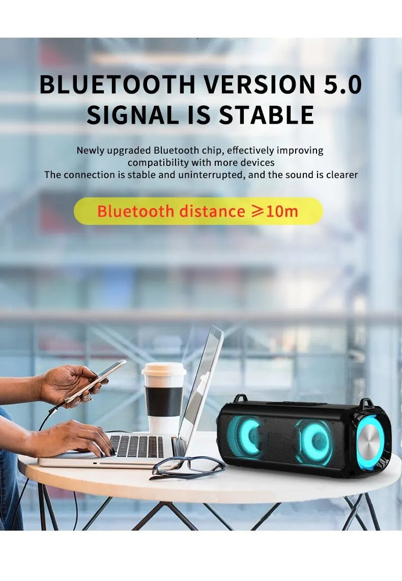 Popular Rockmia RGB LED Lights Speaker EBS-045 BT 5.0 Portable Wireless Bluetooth Music Player Micrphone Built TF Card Support