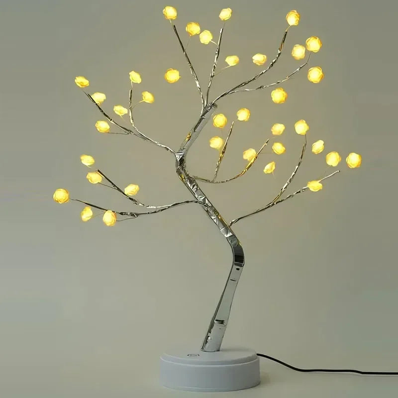 LED Table Lamp Tree Flower Blossom Fairy Light Night Lights DIY Artificial Christmas Creative Lighting Decoration