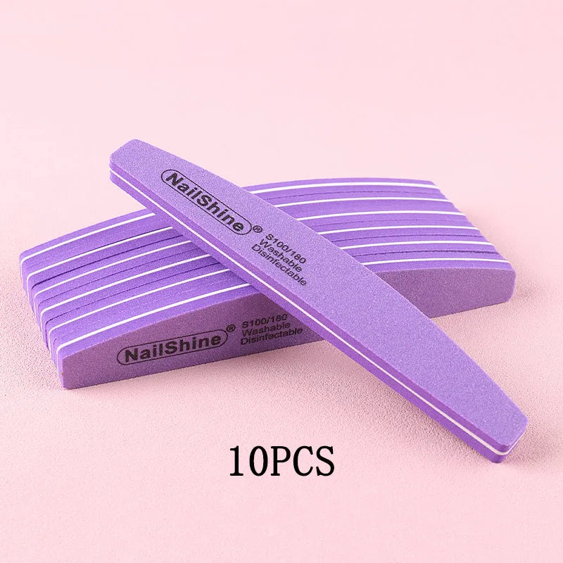 5Pcs/10Pcs Nail Sponge File 100/180 Grit Double Sided Sandpaper Foam Emery Board Polisher Buffer Moon Design
