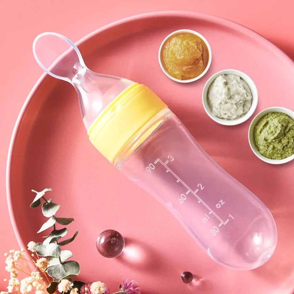 90ML Baby Fruit Feeder Pacifier: Self Feeding Baby Food Feeder for Teething Relief - Squeeze Baby Food Dispensing Spoon