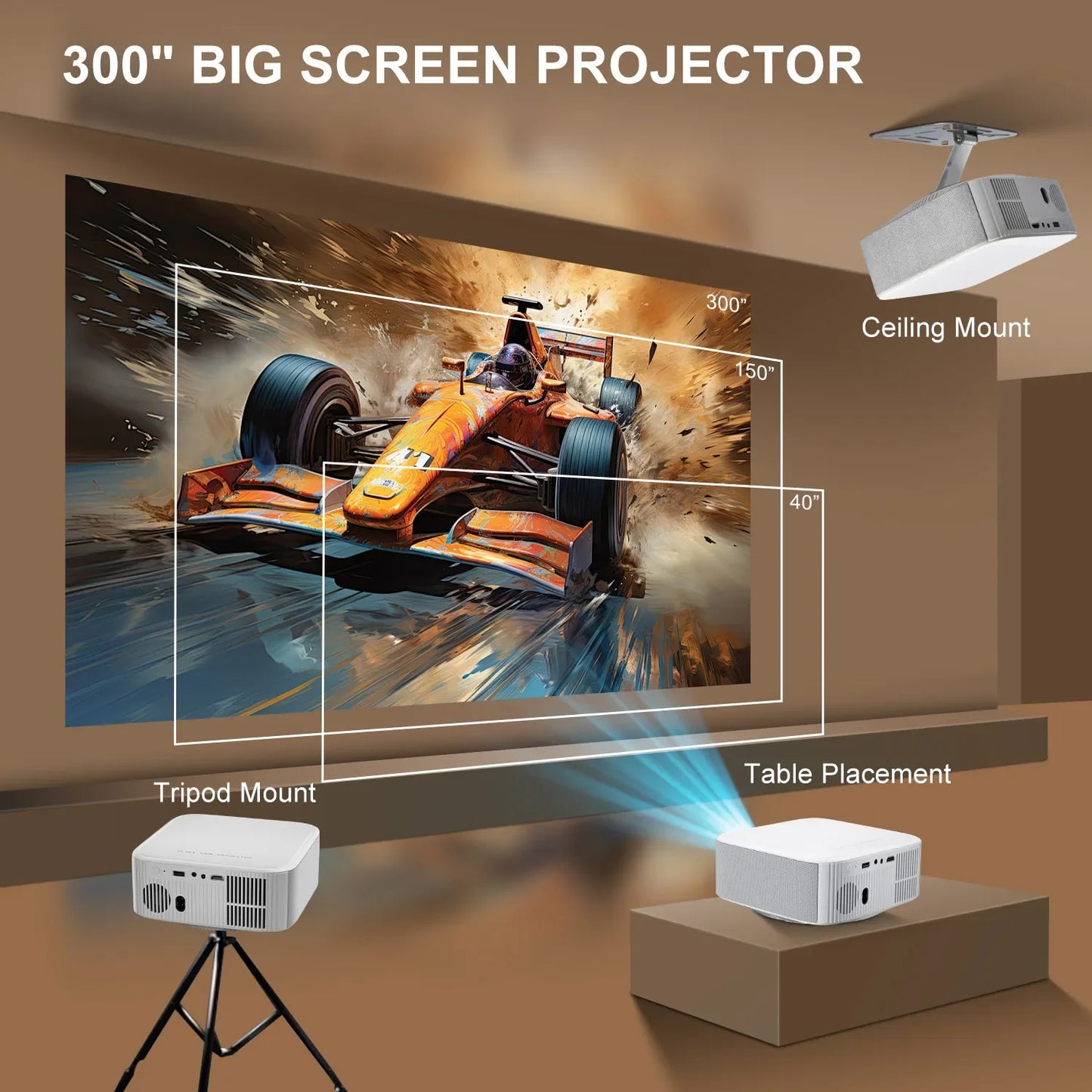 ZDSSY P92 MAX Smart Projector Android 13 Netflix Officially Licensed HD 1080P BT5.2 WiFi 12000L Elec Focus Auto Keyston 4K Movie