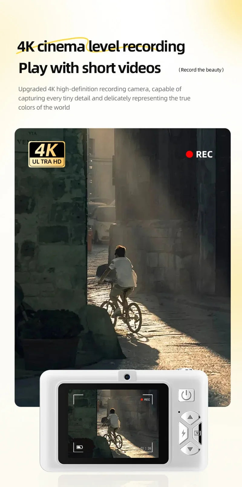 Xiaomi 4k Digital Camera Retro CCD Portable Camera 50 Million Pixels Auto Focus Entry-level Camera Dual Camera Flash Student CCD
