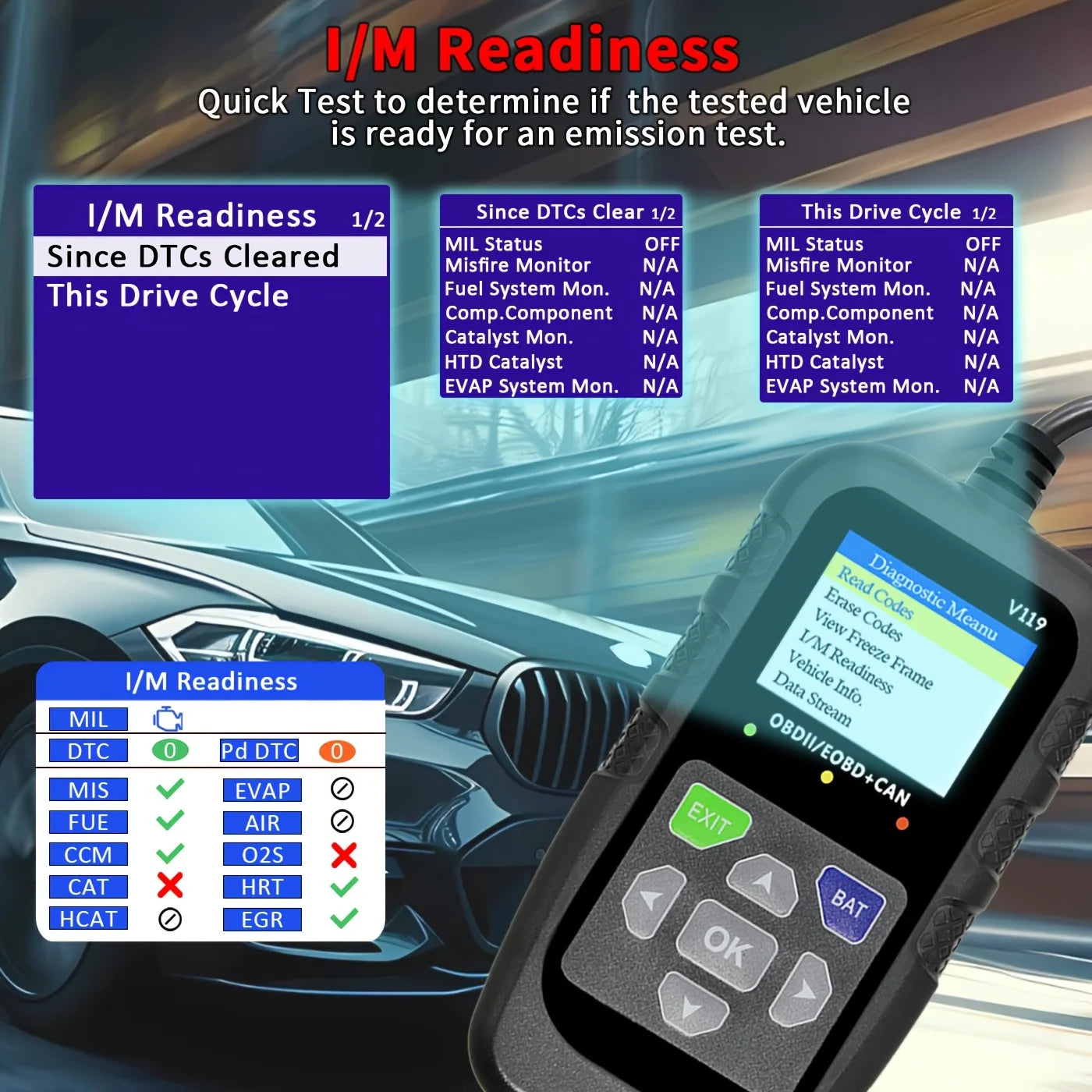 Car Obd2 Scanner Diagnostic Tool, Car Voltage Tester Engine Fault Code Reader, Ebd+Can Charging Tester Diagnostic Tool, Suitable for Obdii Protocol, Practical Tool for Automobile Inspection