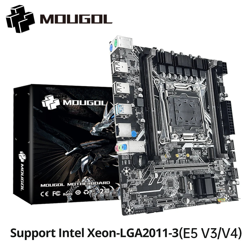 MOUGOL New X99 Gaming Motherboard USB3.0 Supports M.2 NVME SSD Dual Channel DDR4 ECC Memory LGA2011-3 for Desktop Computer Combo