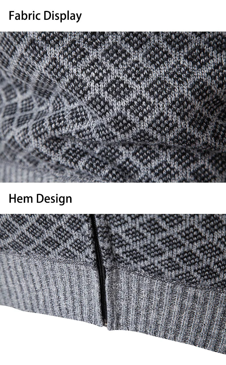 Men's Winter Knitted Sweaters Zip Up Knit Cardigan Casual Hooded Outwear Mens Sweater Coat Versatile Top Clothes