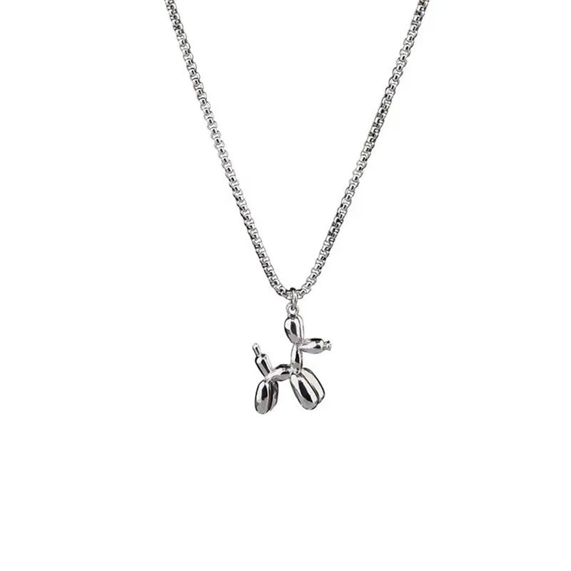 Silver Color Cute Animal Balloon Dog Necklaces Creative Pendant Clavicle Chain Necklace Ladies Girl Jewelry Dropshipping