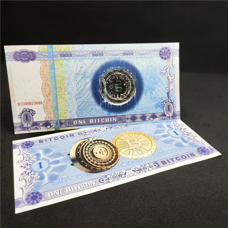 5/10 Pcs Copy One Bitcoin Money Not Currency Paper Banknotes Anti-Fake 1 BTC Bills Collectibles