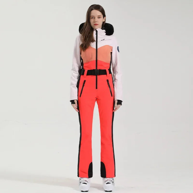 2025 Winter Skiing Suit Women Slim Fit Ski Overalls New Female Snowboard Clothes Outdoor Sport Pro Windproof Warm Snow Jumpsuit