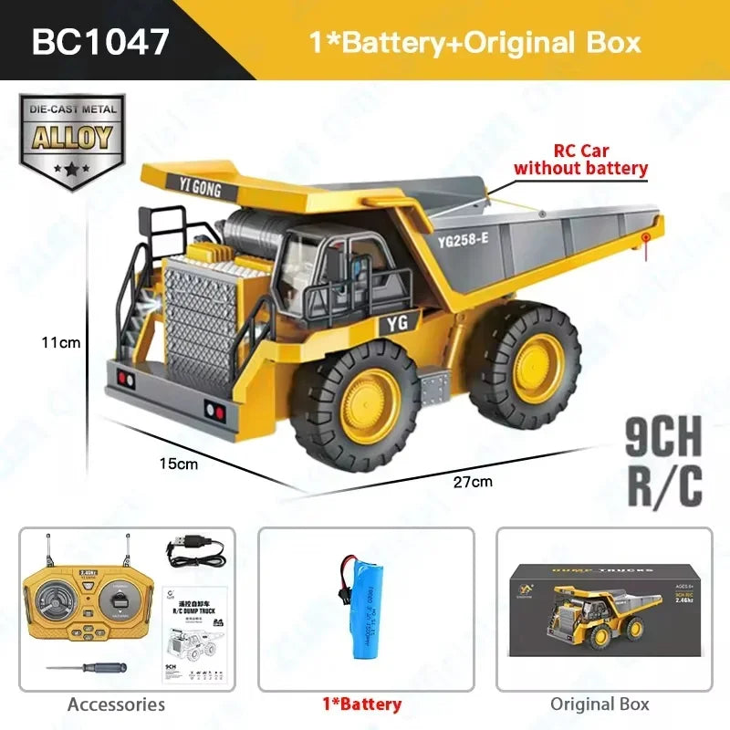 2024 New 11CH RC Excavator 1:20 Remote Control Truck 2.4G RC Crawler Engineering Vehicle Excavator Truck Radio Control Toys Gift