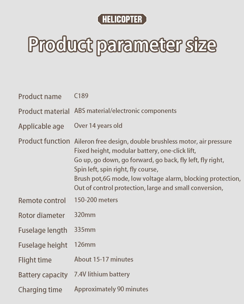 1:28 C189 RC Helicopter MD500 Brushless Dual-motor Remote Control Model 6-Axis Gyro Aircraft Toy One-click Takeoff/landing