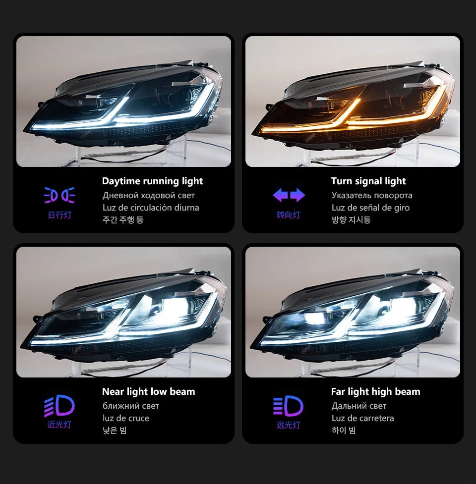 Headlights For VW Golf 7 MK7.5 Gti LED 2013-2020 Golf 7.5 Head Lamp Car Styling DRL Signal Projector Lens Auto Accessories Front