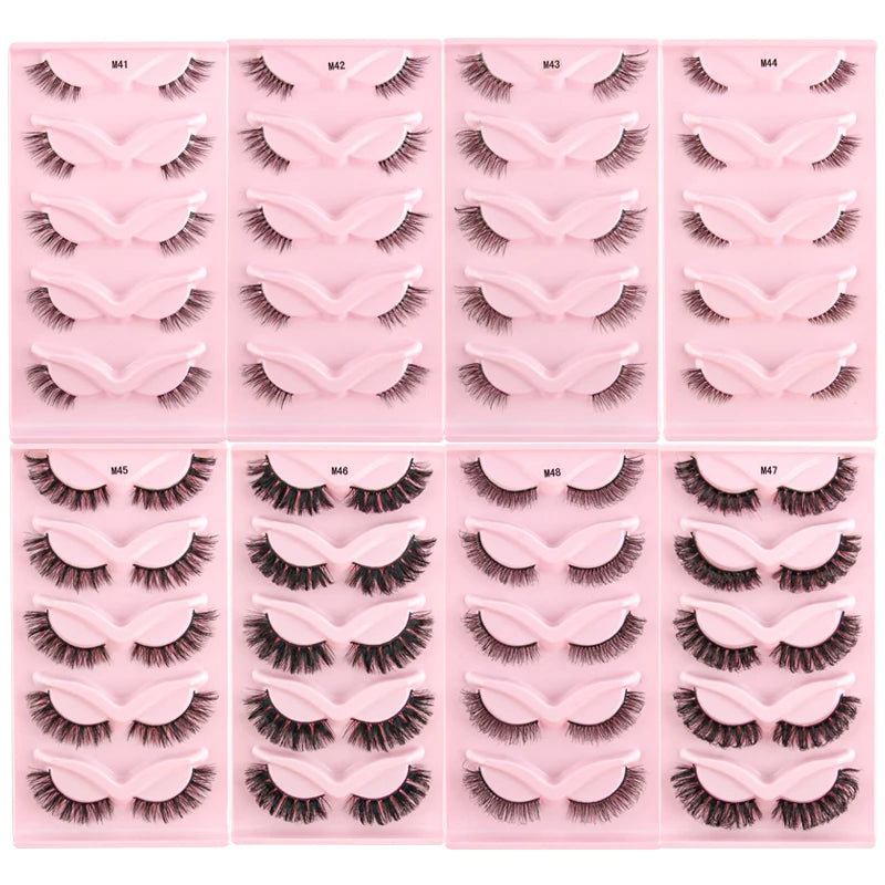 3/5 Pairs Cat Eye False Lashes Natural Short Fluffy Eyelashes Wispy Half False Eyelashes Eye End Extension Faux Mink Makeup