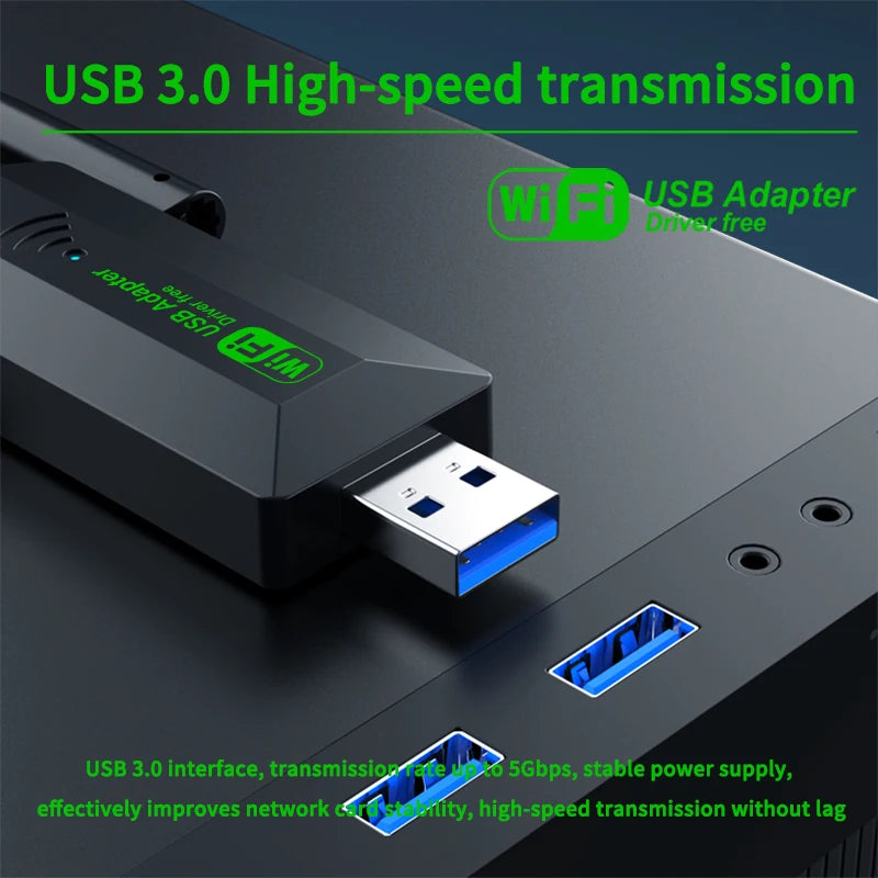 Dual Band 1200Mbps WiFi USB Adapter 2.4G/5.8Ghz Wi-Fi5 Dongle 4 Antenna USB3.0 Wireless Receiver For PC/Laptop No CD Driver Free