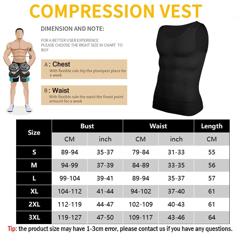 Men's Slimming Shaper Vest Elastic Body Shapewear Compression Abdominal No Sleeves Vest Breathable Fitness Sport Shaping Shirt
