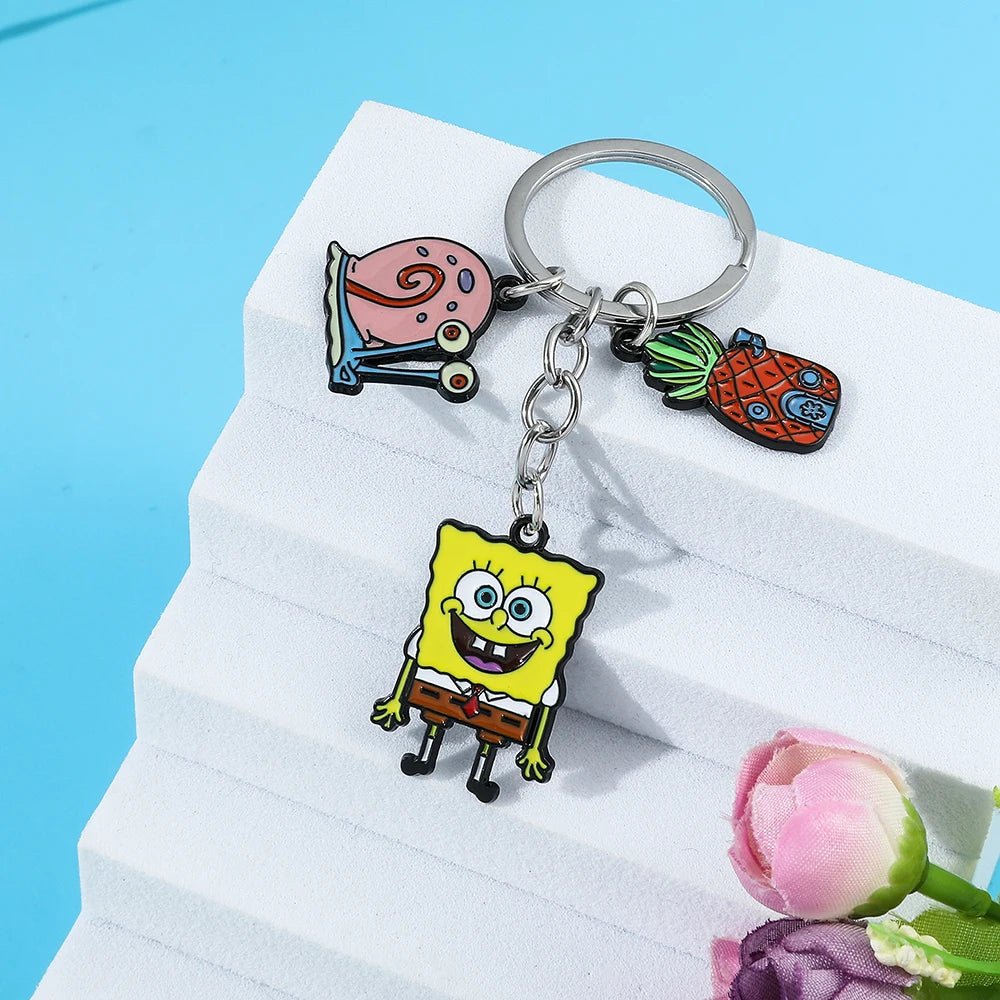 Classic Cartoon Anime SpongeBob SquarePants Keychain Cute Cartoon Figure Pendant Accessories Kawaii SpongeBob Pendant Keychain