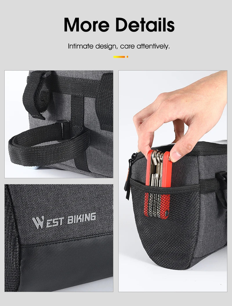 WEST BIKING 4.5L Bike Front Bag Touch Screen Phone Handlebar Bag Insulated Bicycle Cooler Bag MTB Road Cycling Accessories