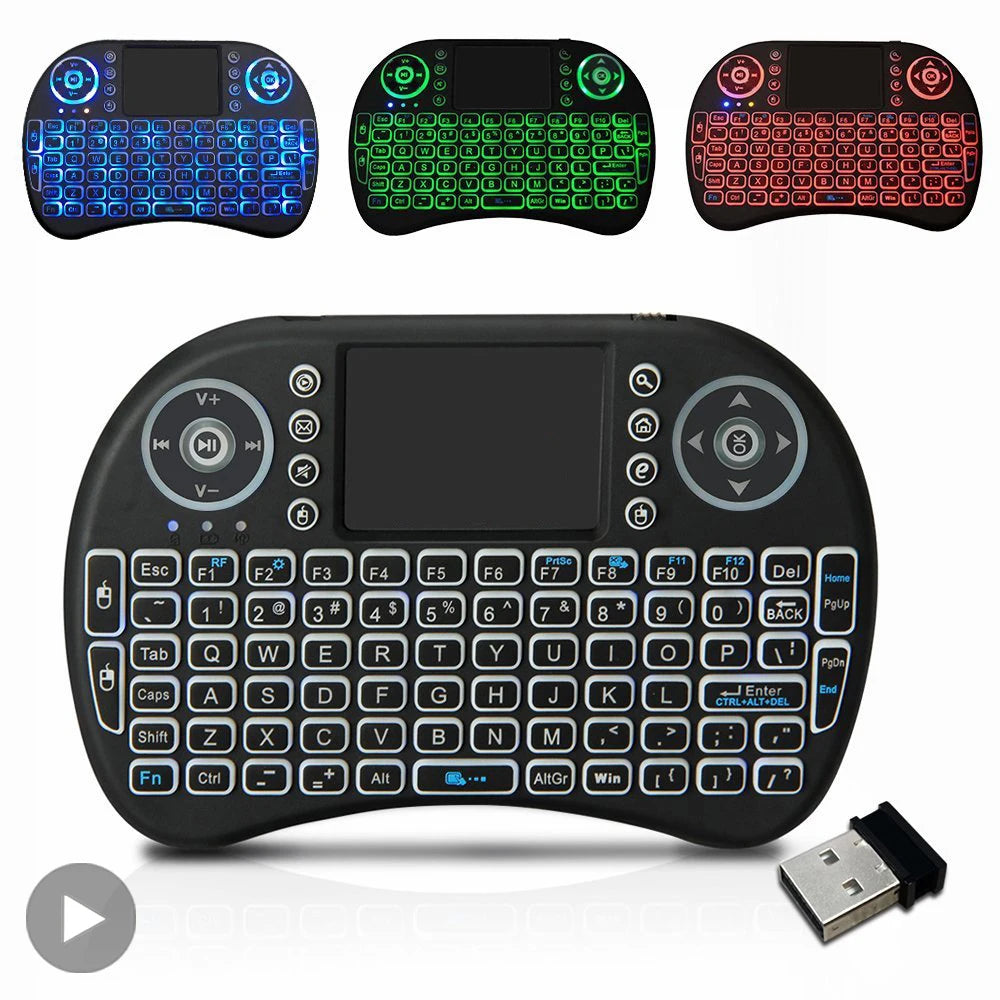 Backlit Mini Wireless Keyboard Spanish French Azerty Russian Portuguese Brazil Language Air Mouse With Touchpad N RGB PC TV Box