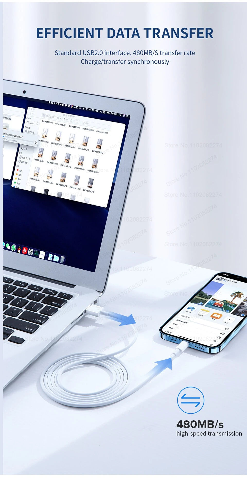 USB Cable For iPhone 14 13 12 11 Pro Max Mini 6 7 8 Plus XS X XR Phone Data Sync Fast Charging Wire Cord 0.25M 1M 2M Accessories