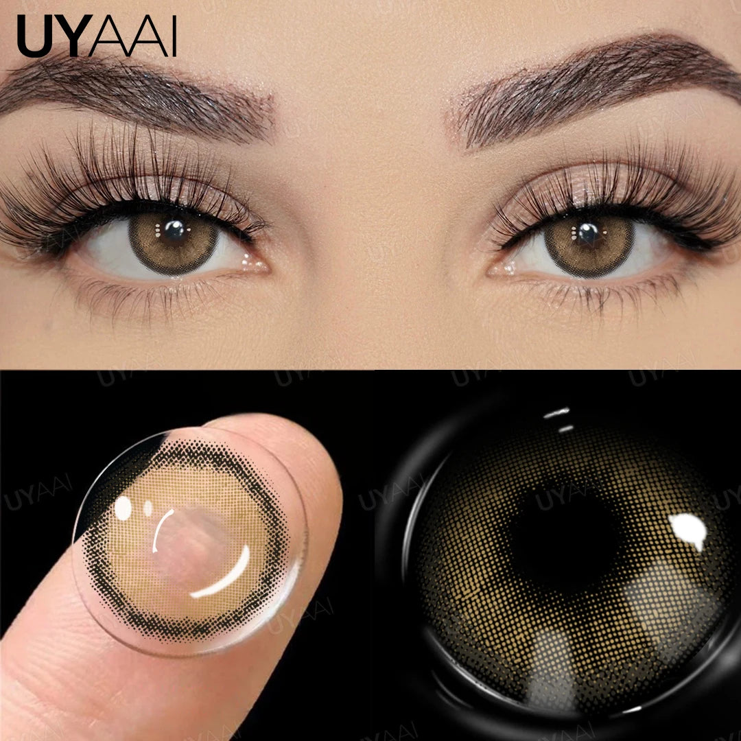 UYAAI 1 Pair Brown Natural Colored Eye Lenses Gray Fashion Lenses Blue Eye Lens Green High Quality Cosmetics Color Contacts