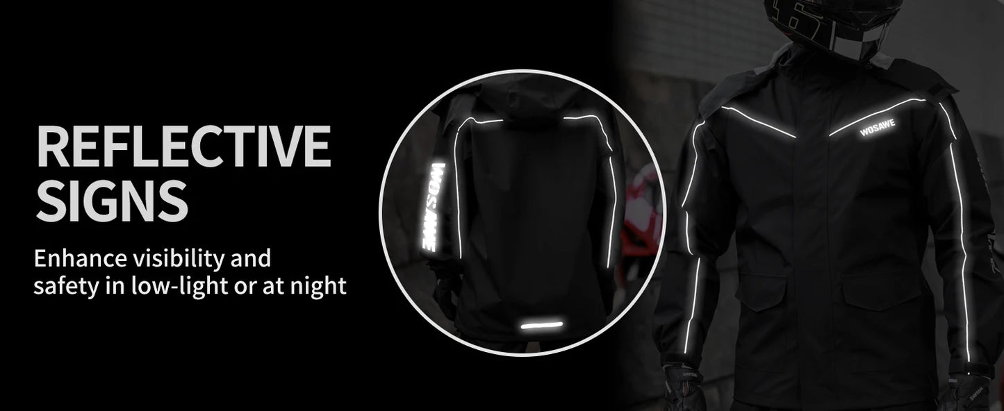 Motorcycle Raincoat Men Women Waterproof Motorcycle Rider Raincoat Suit Moto Raincoat Rain Coat Jacket Pants Biker Rain Set