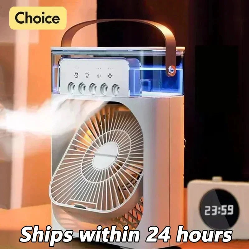 Portable Air Conditioner Fan Mini Evaporative Air Cooler with 7 Colors LED Light 1/2/3 H Timer 3 Wind Speeds and 3 Spray Modes