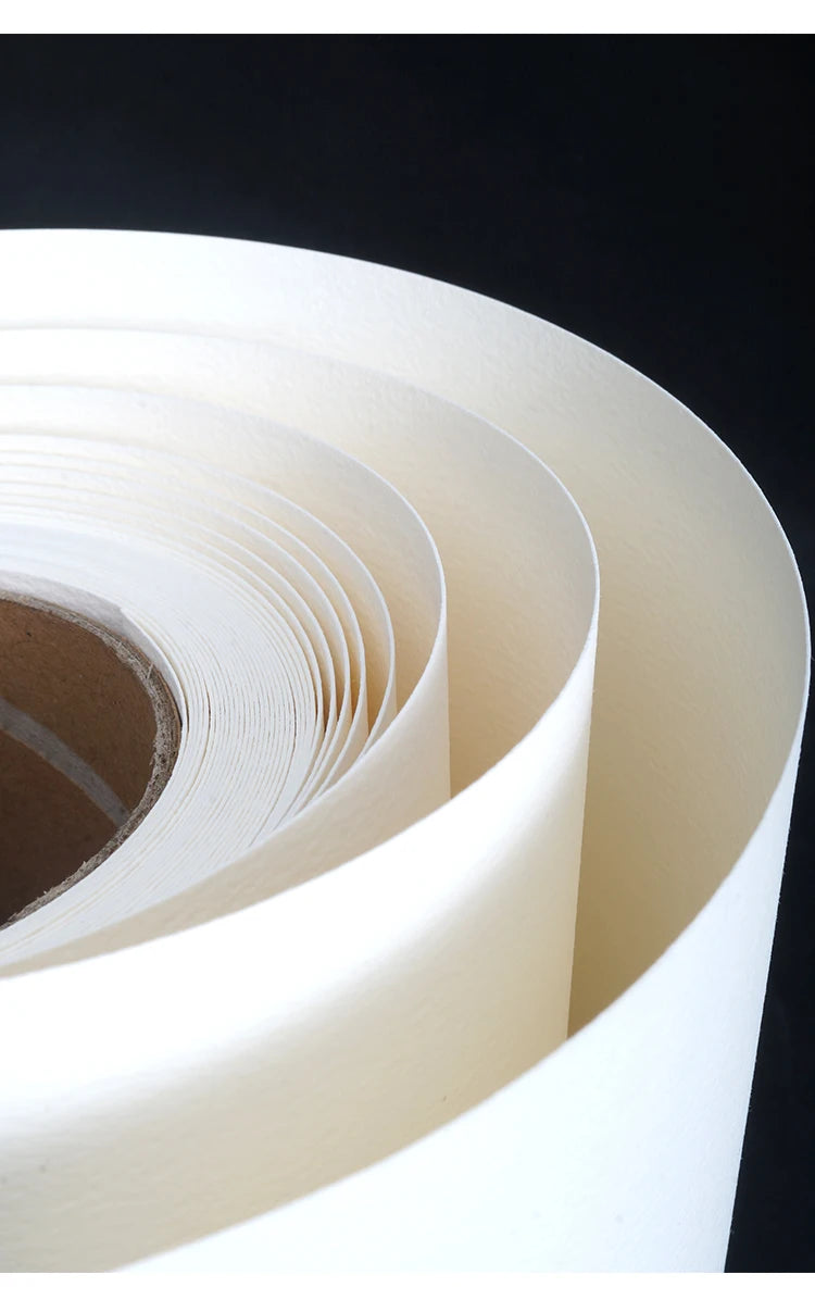 BAOHONG Watercolor Paper Roll 300g Natural White 100% Cotton 10.6/14.6in*394in (27/37cm*10m) Professional Paper Cold Press Rough