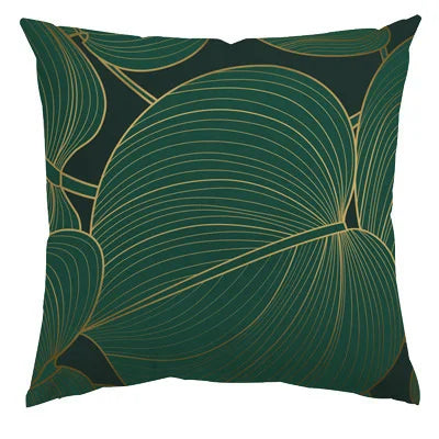 Home Decor Exquisite Green Leaf Pattern Throw Pillow Covers Pattern Cushion Cover Suitable for Sofa Bedroom Car Pillow Cover