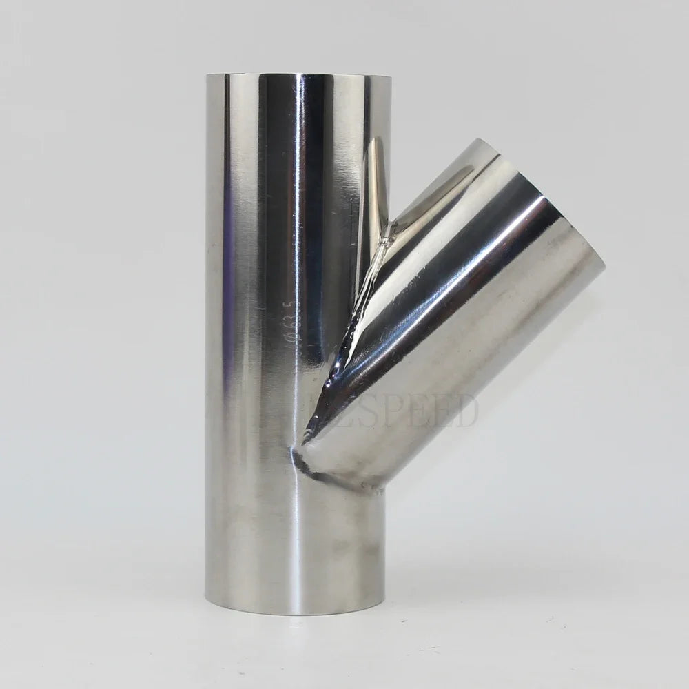 304 Stainless Steel 45 degree tee OD 19 mm-102 mm Stainless Steel  Bevel 1.5 mm 2 mm thick tube