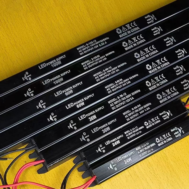DC 24V 12V LED Thin Power Supply Lighting 1/2/PCS Transformer AC120-240V 24W 36W 60W 100W For LED Light Driver Adapter