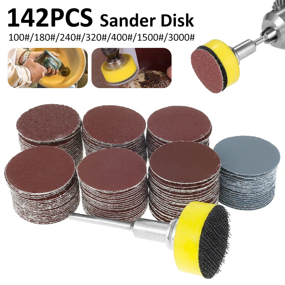 142pcs 1Inch Sanding Discs Pads Set 100-3000 Grit Abrasive Polishing Pad Kit For Rotary Tool Sandpapers Accessories Dropshipping