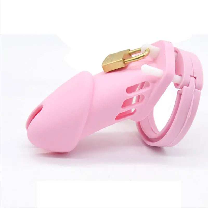 New Male Silicone Chastity Device Cock Cage Sex Toys With 5 Penis Ring Adult Belt Brass Lock Standard/Short Cage A122/A235