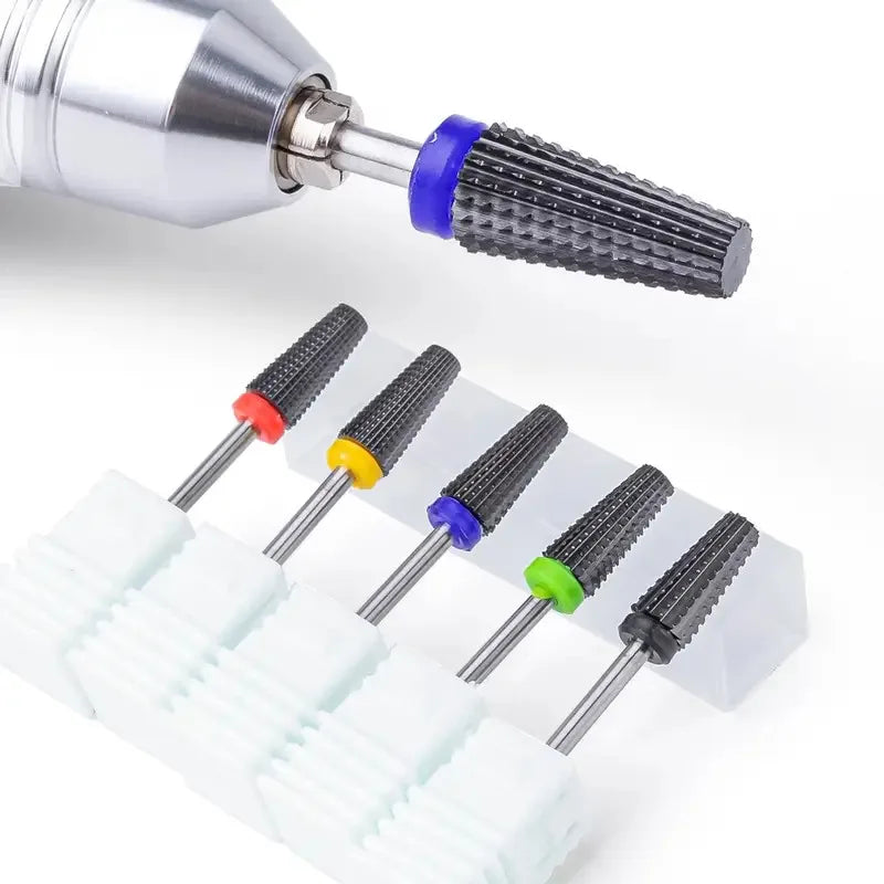 Black 5 in 1 Ceramic Nail Drill Bit For Electric Drill Machine 3/32" Shank Milling Cutter Fast Remove Acrylic Or Hard Gel