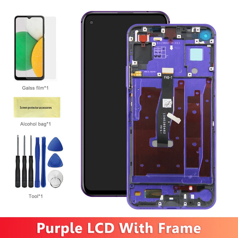6.26'' for Huawei Nova 5T YAL-L21 L61A L71A LCD Screen+Touch Display Digitizer Replacement With Frame for Huawei Nova 5t Display