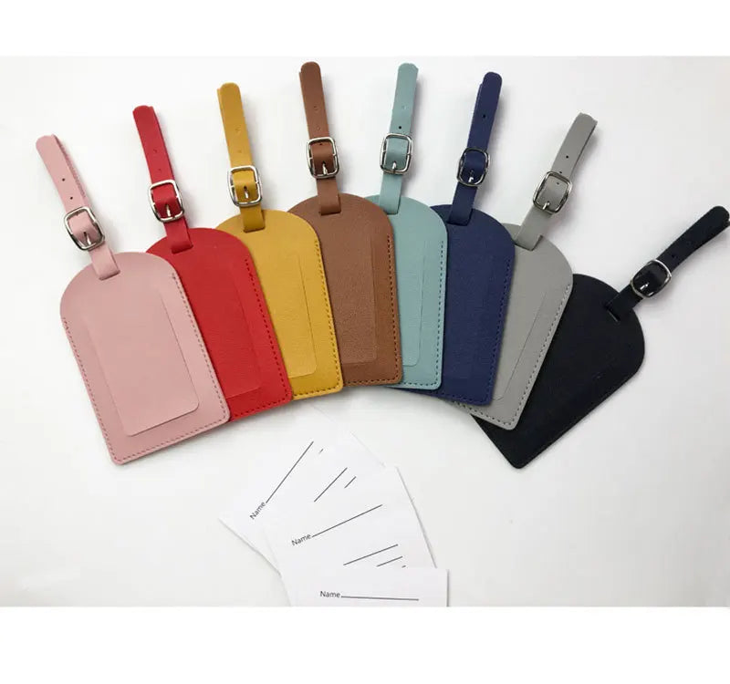 Women Men PU Leather Luggage Tag Suitcase Identifier Label Baggage Boarding Bag Tag Name ID Address Holder Travel Accessorie
