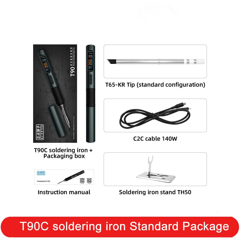 ALlENTEK T90 Soldering Iron PD3.1 140W Adjustable Temperature 80-450°C Precision Welding Solder Kit with T245 and T210 Welding T