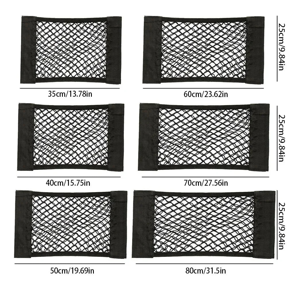 Car Back Rear Trunk Organizer Net Universal Seat Elastic Storage Mesh Tape Magic Sticker Auto Rear Trunk Bag for Stowing Tidying
