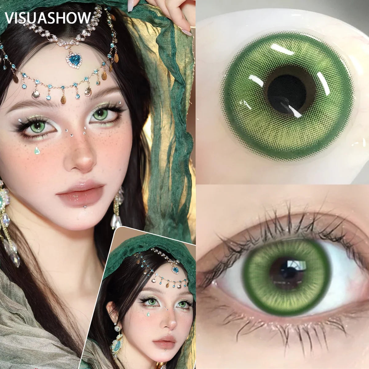 VISUASHOW 1Pair Colored Contact Lenses Cosplay Red Blue Purple Green Brown Grey Anime Lenses Halloween Beauty Cosmetic for Eyes