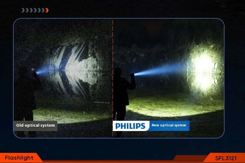 Philips new SFL3121 flashlight strong searchlight with side light can be used for a variety of lighting