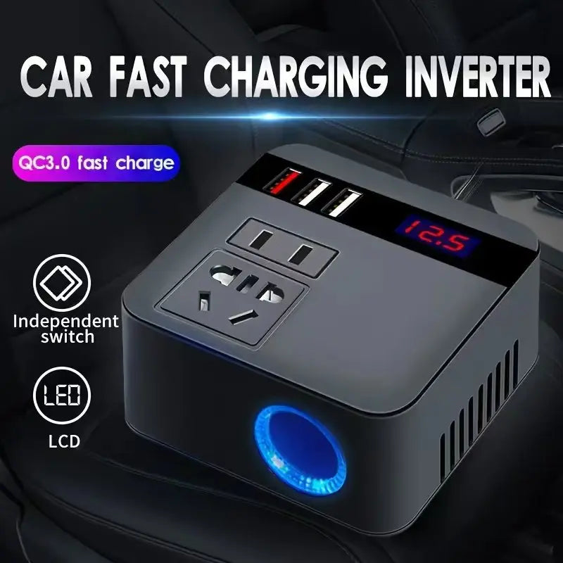 Car Inverter DC12V/24V to DC110V/220V 150W Peak LED Display Sockets Power Inverter Adapters Fast Charging Automobiles Inverters
