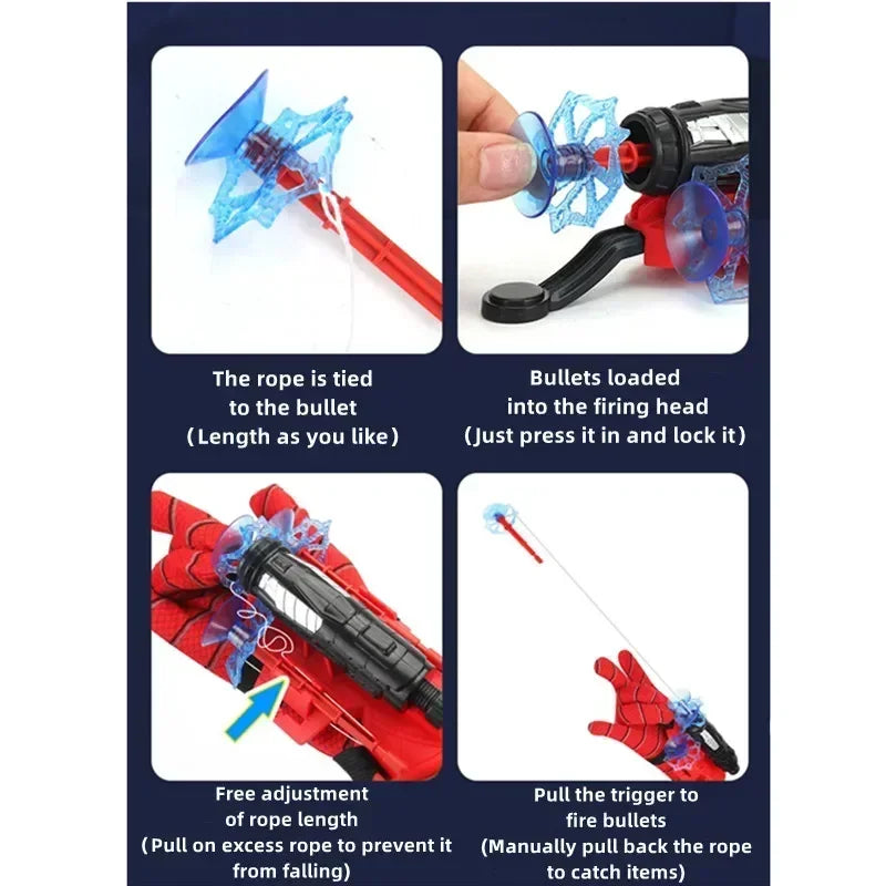 New Movie Cosplay Launcher Spider Silk Glove Web Shooters Recoverable Wristband Halloween Prop Toys For Children