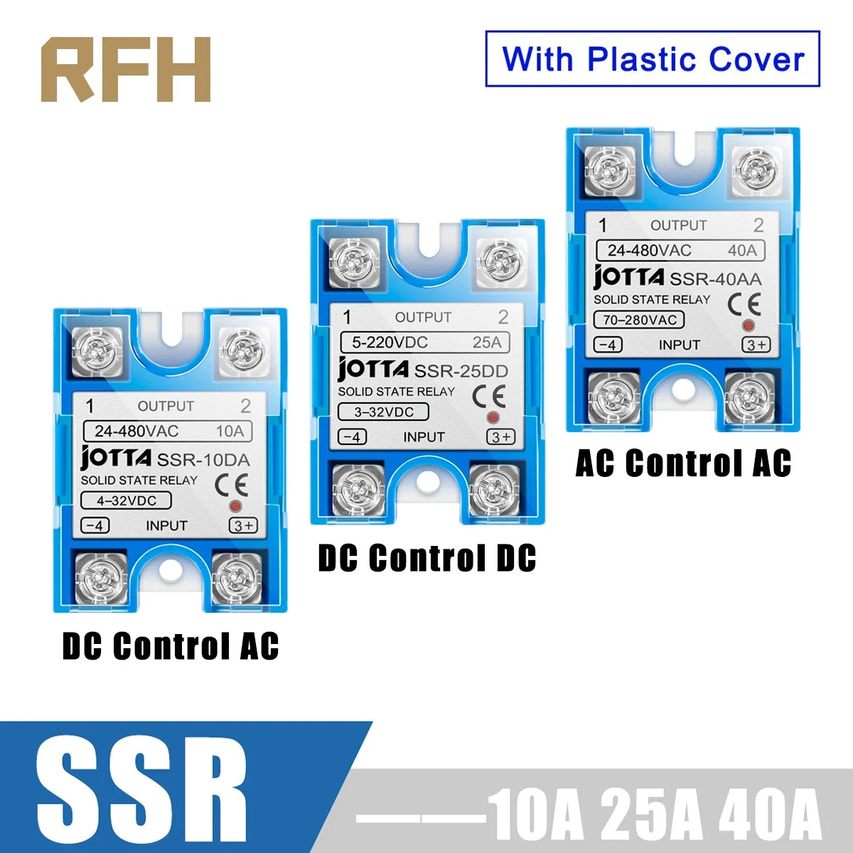 Solid State Relay Module For Temperature Controller Single Phase SSR 10DA 25DA 40DA 10AA 25AA 40AA With Dust Cover