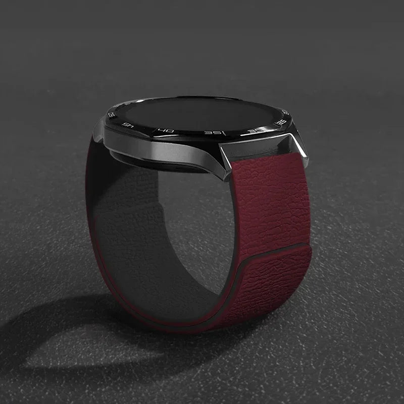 Magnetic Loop Strap For Samsung Galaxy Watch 7/6/5/4 Classic Silicone Lychee pattern 18mm 20mm 22mm Bracelet HUAWEI GT3-4-5 Band