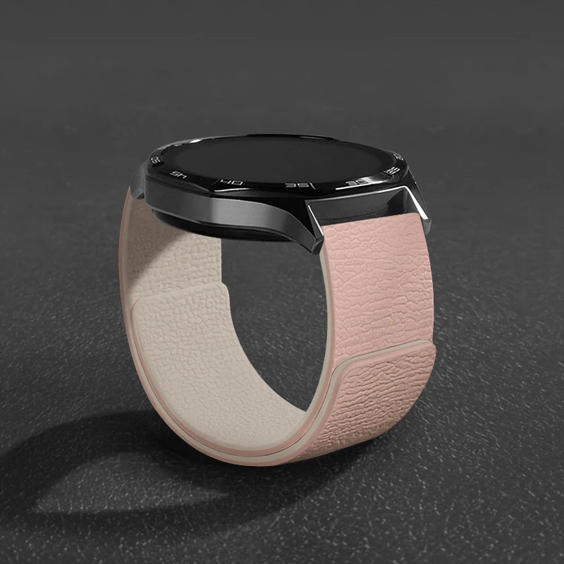 Magnetic Loop Strap For Samsung Galaxy Watch 7/6/5/4 Classic Silicone Lychee pattern 18mm 20mm 22mm Bracelet HUAWEI GT3-4-5 Band
