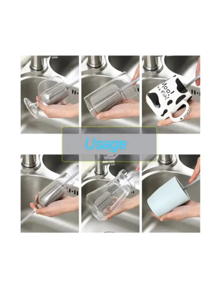 Kitchen Multifunctional Rotating Cup Brush Pot Household Long Handle Cup Brush Silicone Cup Brush Household Cleaning Brush