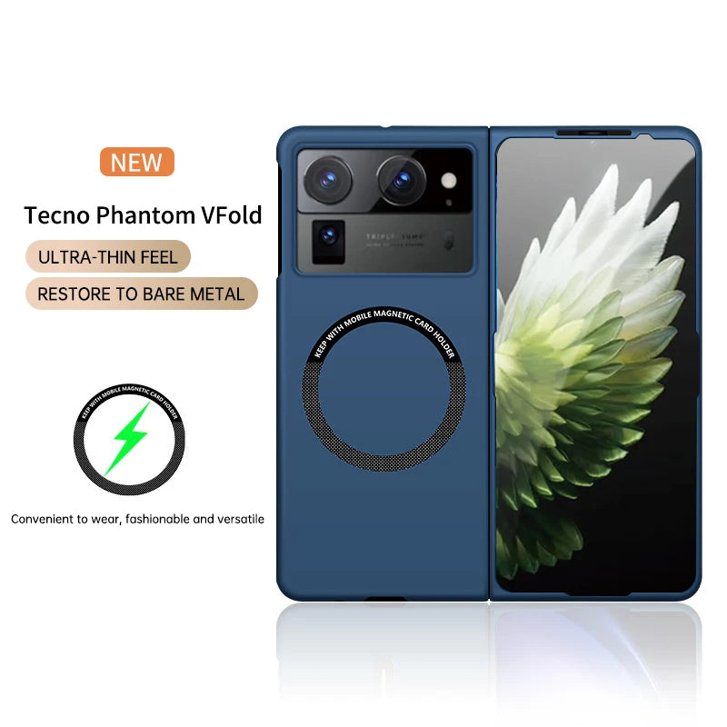 For Tecno Phantom V Fold 2 Luxury magnetic wireless phone case Skin-friendly Mobile cover Non-Slip Shockproof Bumper Funda